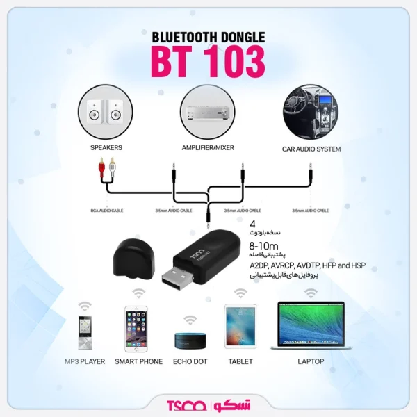 دانگل بلوتوث تسکو مدل BT103 - تصویر 2